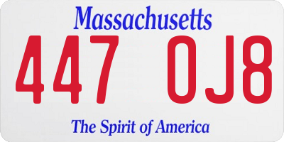 MA license plate 447OJ8