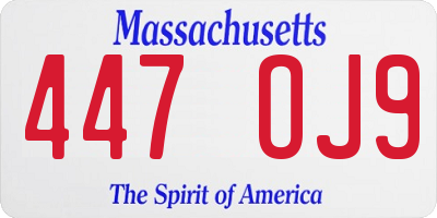 MA license plate 447OJ9