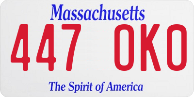 MA license plate 447OK0