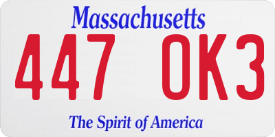 MA license plate 447OK3