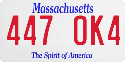 MA license plate 447OK4