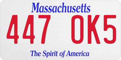 MA license plate 447OK5