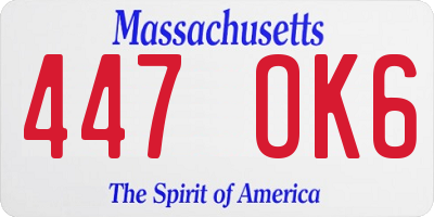MA license plate 447OK6