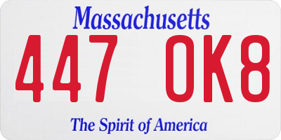 MA license plate 447OK8