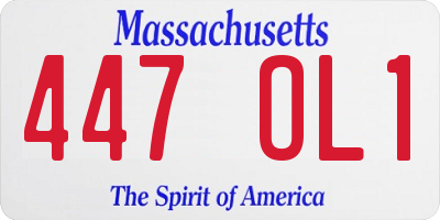 MA license plate 447OL1
