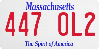 MA license plate 447OL2