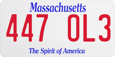 MA license plate 447OL3