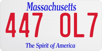 MA license plate 447OL7