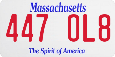 MA license plate 447OL8