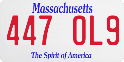 MA license plate 447OL9