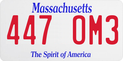 MA license plate 447OM3