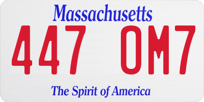 MA license plate 447OM7