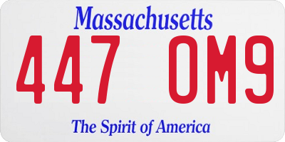 MA license plate 447OM9