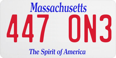 MA license plate 447ON3