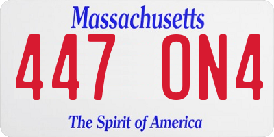 MA license plate 447ON4