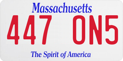 MA license plate 447ON5
