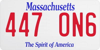 MA license plate 447ON6
