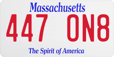 MA license plate 447ON8