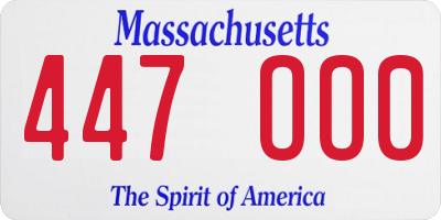 MA license plate 447OO0