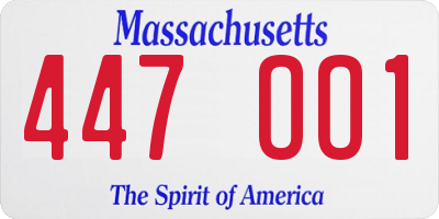 MA license plate 447OO1