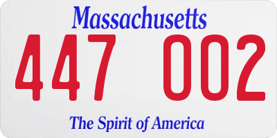MA license plate 447OO2