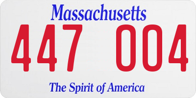 MA license plate 447OO4