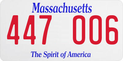 MA license plate 447OO6