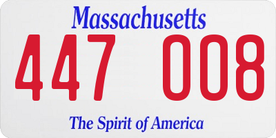 MA license plate 447OO8