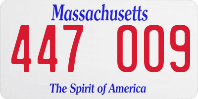 MA license plate 447OO9