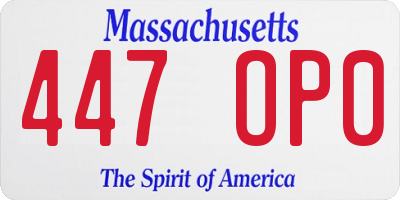 MA license plate 447OP0