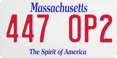 MA license plate 447OP2