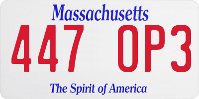 MA license plate 447OP3