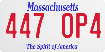 MA license plate 447OP4