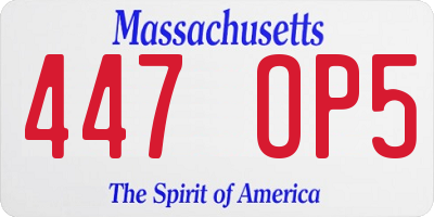 MA license plate 447OP5