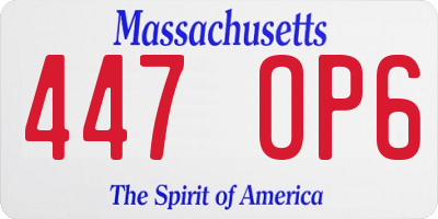 MA license plate 447OP6