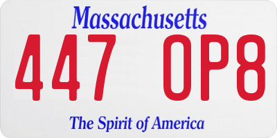 MA license plate 447OP8