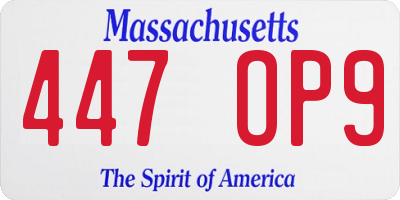 MA license plate 447OP9