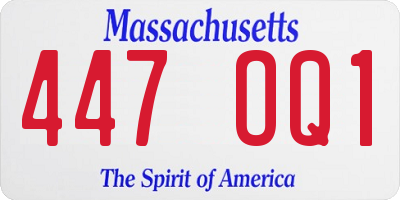 MA license plate 447OQ1