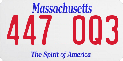 MA license plate 447OQ3