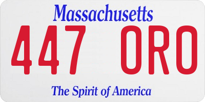 MA license plate 447OR0