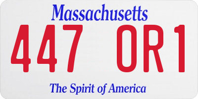 MA license plate 447OR1