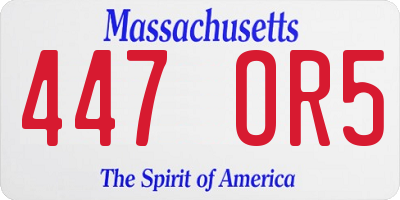 MA license plate 447OR5