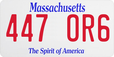 MA license plate 447OR6