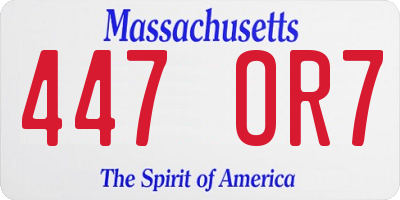 MA license plate 447OR7