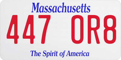 MA license plate 447OR8