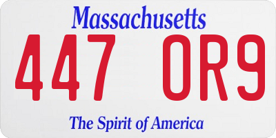 MA license plate 447OR9