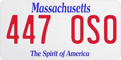 MA license plate 447OS0