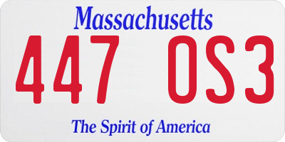 MA license plate 447OS3