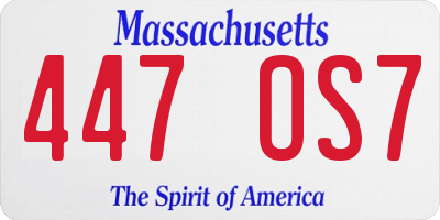 MA license plate 447OS7