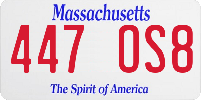 MA license plate 447OS8